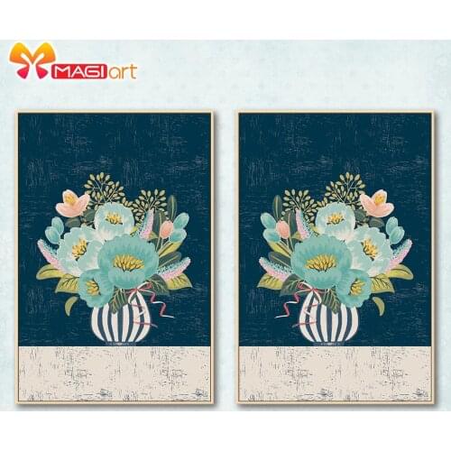 Cross stitch kits Embroidery needlework sets 11CT water soluble canvas patterns 14CT Floral style Blossoming vase-NCMF251