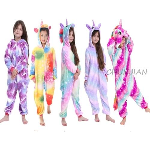 Winter Flannel Baby Girls And Boys Toddler Pajamas Kids Unicorn Pijama Girls Christmas Pajamas Boys Pijama Infantil 4-12Y