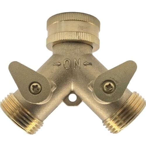 1pcs 3/4 "Brass Y-Threaded Connector Hose Distributor with Switch Garden Water Connector Garden Irrigation Fitting