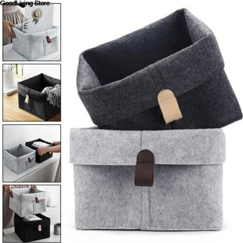 1PC Felt Storage Basket Living Room Tea Table Black Gray Sundries Storage Basket Cloth Felt Storage Box Bedroom Socks Storage