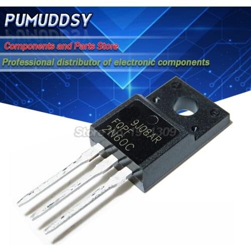 10PCS FQPF2N60C 2N60C 2N60 600V 2A MOSFET N-Channel transistor TO-220F IC
