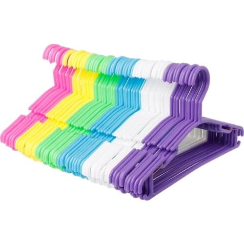 10Pcs Non-Slip Plastic Coat Clothes Hanger Child Baby Adult Clothes Hanger Rack Random Color