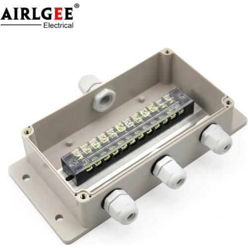 158*90*60mm 1 Inlet 3 Outlet with ear outdoor waterproof terminal box cable with 12 TB terminal 15A set box