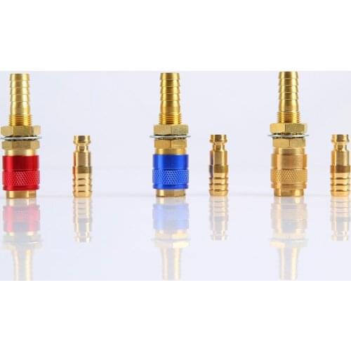 2Pcs 10mm Water Cooled Gas Adapter Quick Connector Fitting for Welding Torch Anti-rust Brass Welding Guns Connector Hardwares