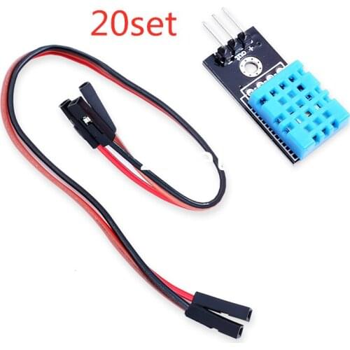 20set New Temperature and Relative Humidity Sensor DHT11 Module with Cable for Diy Kit