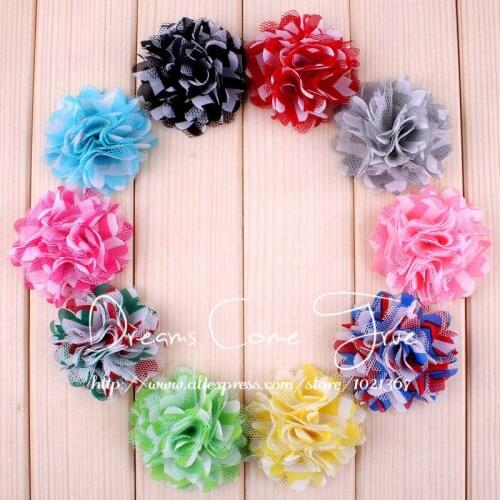 200pcs/lot 2" 10 Colors Fashion Newborn DIY Soft Mesh Hair Accessories Multilayer Fabric Flower Perfect For Baby Headband