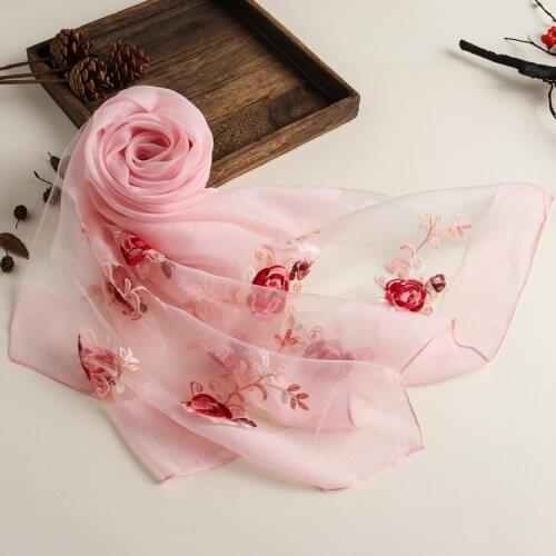 2020Europe and America New Organza embroidered silk scarf womens gift scarf in spring and summer seaside Sun Beach shawl scarf