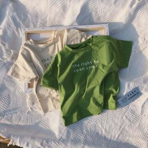 2020 Summer 100% Cotton Girls T Shirts Funny Letter Printed Baby Boys Short Sleeve T-Shirts Tops Kids Tees Costumes Basic Tees