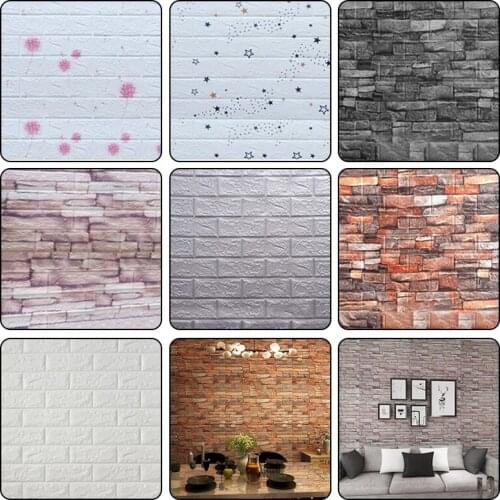 20Pcs 3D Brick Wall Stickers DIY Self Adhensive Foam Waterproof Wall Covering Wallpaper For TV Background living Room home Decor