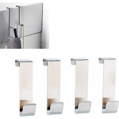 4 Pcs/set Living Room Sundries Hook Behind the Door Stainless Steel Storage Holder Rack Hook For Kitchen Cabinet Clothes Hanger