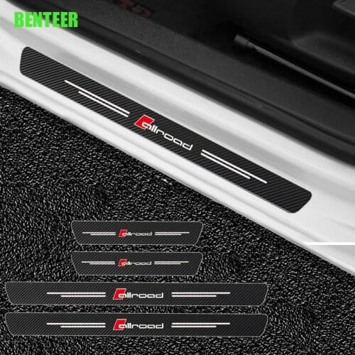 4pcs Allroad Carbon Fiber Car Door Sticker For Audi A1 A3 A4 A4L A6 A6L A7 A8 Q3 Q5 Q7 TTS