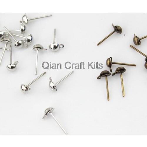 500 sets mix colors Earring Post jewelry making earring posts with butterflies half ball stud with loop & free nuts