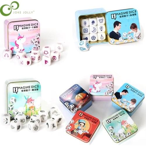 9pcs Dice Telling Story with Bag Story Dice Game Family/Parents/Party Funny Imagine Magic Toys Parent-child Interactive Game WYW
