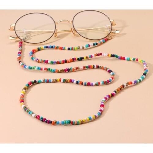 Bohemian Colored Mask Strap Beaded Glasses Chains Women Face Mask Lanyard Anti Slip Womens Neck Chain For Eyeglass Sunglasses