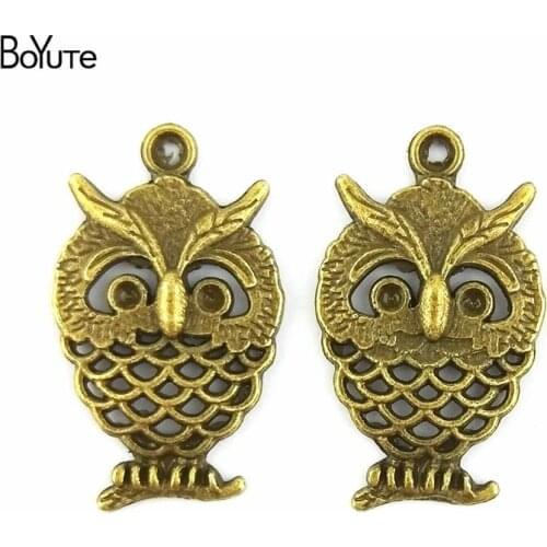BoYuTe (100 Pieces/Lot) 15*25MM Antique Bronze Silver Plated Zinc Alloy Owl Charms Pendant for Jewelry Accessories Diy Handmade