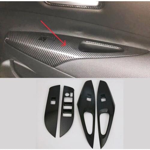 For Toyota Corolla Sedan 2019 2020 2021 Carbon Fiber Window Lift Switch Button Cover Trim Door Armrest Trim Interior Accessories