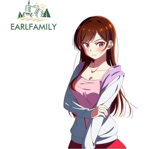 EARLFAMILY 13cm x 7.5cm For Mizuhara Chizuru Kanojo Okarishimasu Anime Car Sticker Refrigerator Decal Trunk Waterproof Sunscreen