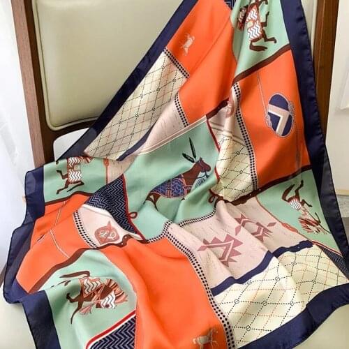Elegant Women Neck Scarf Silk Satin Kerchief Small Shawl Fashion Print Hair Scarves Female 70*70cm Square Head Scarfs For Ladies
