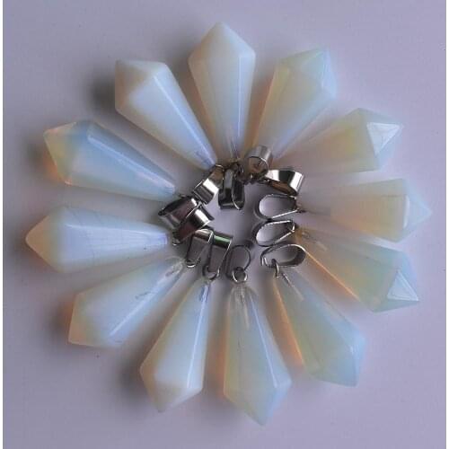 Fahsion Hot Sale good quality opal Stone Hexagonal pyramid Charms pendants for jewelry making 12Pcs/lot Wholesale Free shipping
