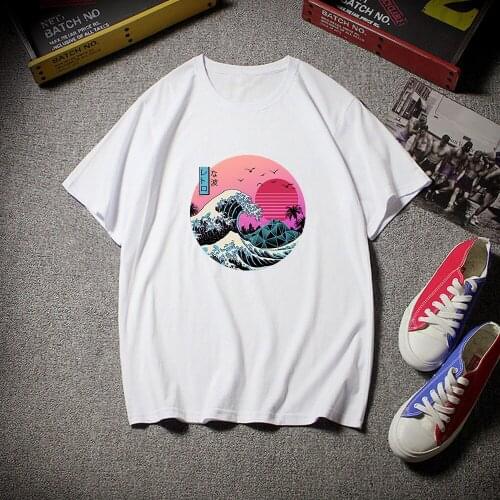 Summer Women Men T-shirts Fashion Sea Wave T Shirt Harajuku Casual Oversize Print Tshirt Graphic Streetwear Tops Female Clothes