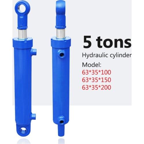 1PC 100/150/200mm Strokes Hydraulic Oil Cylinder Heavy Duty Bidirectional Lifting Small Wood Splitter 5 Ton Hydraulic Cylinder