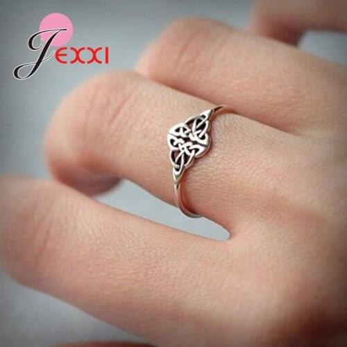 New Fashion Design Chinese Knot Rings Female Adjustable Engagement 925 Sterling Silver Ring Gift For Wedding Party