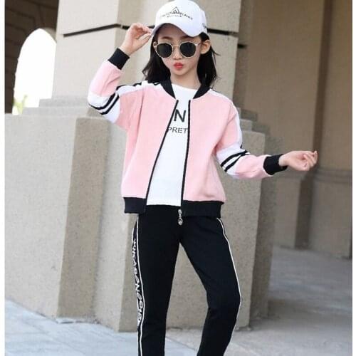 Girls Clothes Set Teen Kids Tracksuit 2021 Autumn Jackets + T-shirt + Pants 3pcs Children Clothing Suits Girl Sets 8 10 12 year