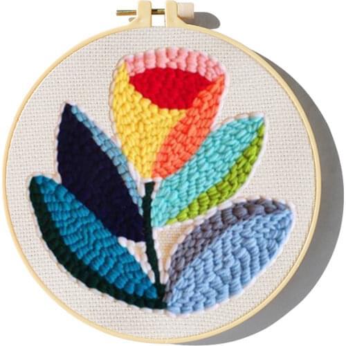 Colorful Tulips Punch Needle Embroidery Kit for Beginners Easy Embroidery DIY Needlework Wool Work Home Decor Custom Embroidery