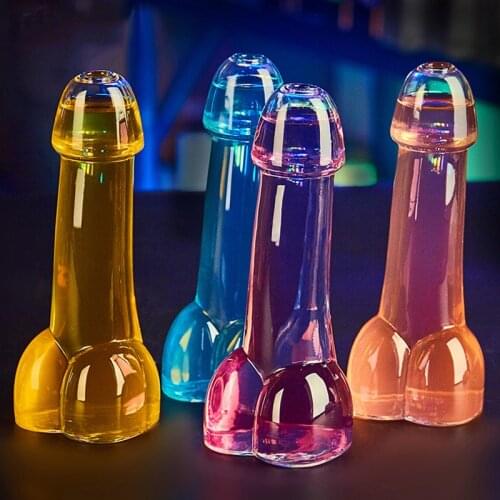 Creative Wine Glass Cup Penis shape Design Transparent Funny Gift Martini Juice Beer Cocktail Mug For Parties Bar KTV Night show