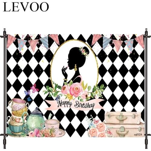 LEVOO Photographic Background Masquerade Birthday Princess Lattice Alice Backdrop Photo Shoot Photocall Photobooth Prop Custom
