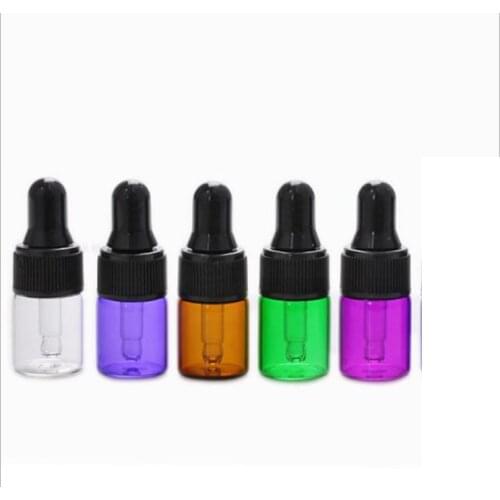 Hot Selling 1ML Amber Glass Bottle with Pipette Dropper 1000pcs/Lot Brown Essential Oil Bottle 1 ml Empty Glass Dropper Bottles