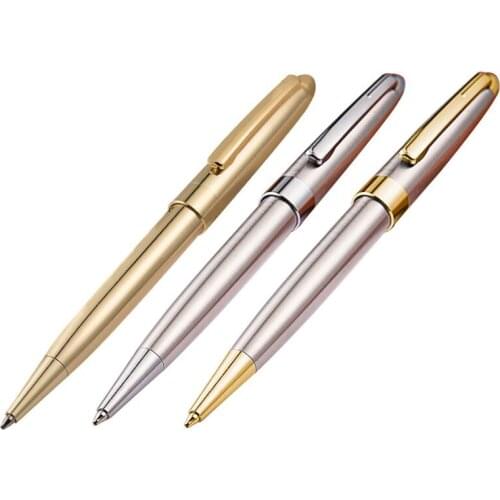 R9UA 1.0mm Luxury Metal Rotary Ballpoint Pen Signature Rollerball Business School Office Supplies Writing Gift 3 Colors