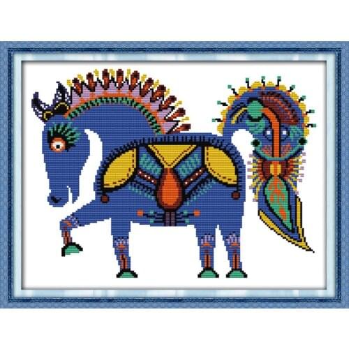 The happy horse cross stitch kit 14ct 11ct pre stamped canvas embroidery DIY handmade needlework
