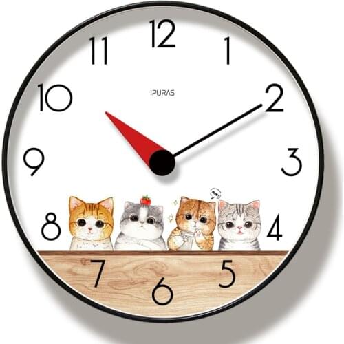 Cats in Love Wall Clock Lover Kitty Art Clock Animals in Love Cats and Fishbone Decorative Wall Clock Home Decor Gif
