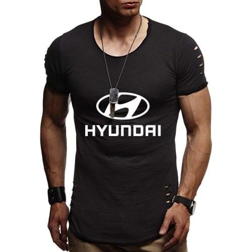The New Summer Mens T-Shirt Hyundai Car Logo printing casual Cotton Crew neck O-neck Short Sleeve Mens T-Shirt