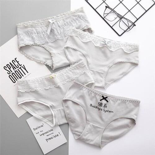 2019 NEW 4Pcs/Lot Cute Girl Panties Underwear Briefs Cotton Lingerie Soft Comfortable Panty TWY-GRAY-4p