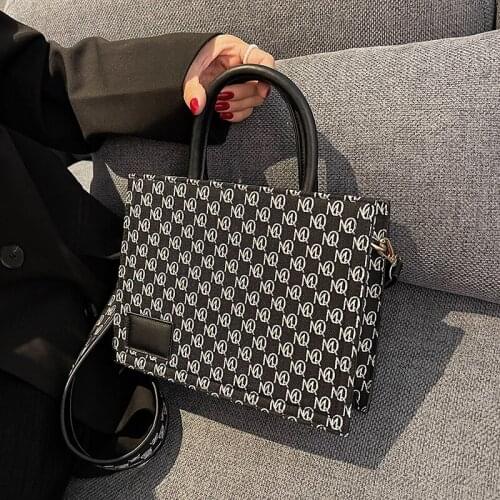 2021 New Brand Luxury Canvas Large Capacity Cartoon Print Fashion Wild Western Style Strap Women Shoulder Crossbody Tote Handbag