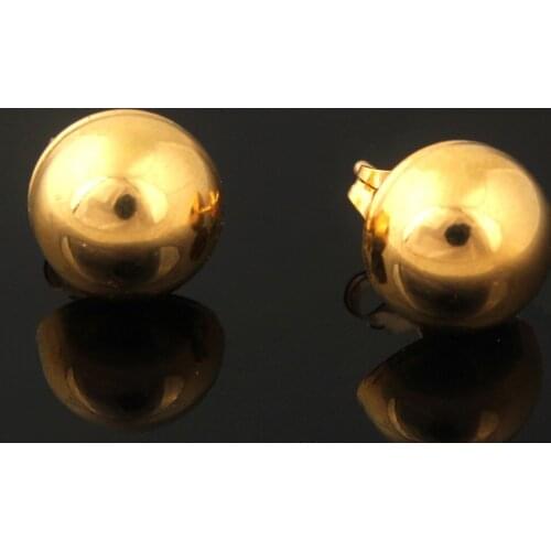 New Branded Earrings18K Gold Filled Plated Stud Earring Trendy Smooth Round Earrings Jewelry for Women