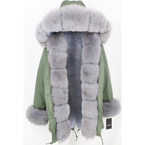 Brand 2020 Parka Real Fur Coat Winter Jacket Women Natural Fox Fur Trim Hood Thick Warm Streetwear Detachable Outerwear Parkas
