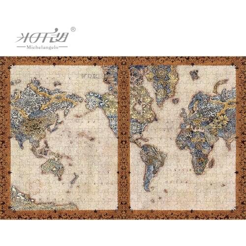 Michelangelo Wooden Jigsaw Puzzle 1000 1500 2000 Piece World Map Collage Version Educational Toy Collectibles Oil Painting Decor