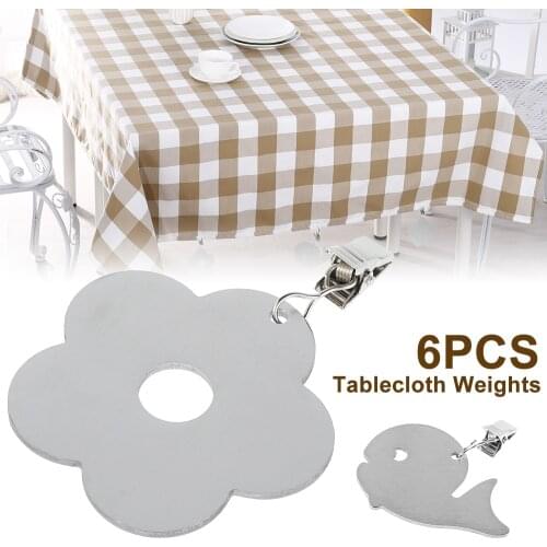 6Pcs/Set Stainless Steel Tablecloth Pendants Hangers Cover Party Tablecloth Weights Clips Table Cloth Picnic Blankets Decoration