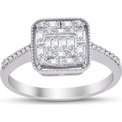 Symbol Gold 0.35 Carat Diamond Ring Baguette Chic Jewelry LoverRings Moissanite Engagement Anniversary Wedding For Women