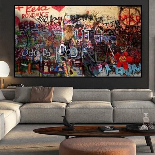 Modern Abstract Graffiti Art Woman on The Street Canvas Painting Wall Art Posters Print Wall Pictures for Living Room Home Decor