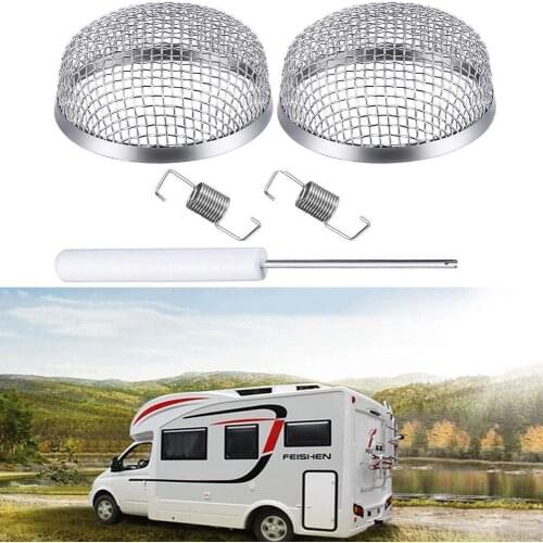 Steel Flying Insect Pest Bugs Net RV Furnace Water Heater Vent Cover Mesh With Installation Tool Caravan Accessories