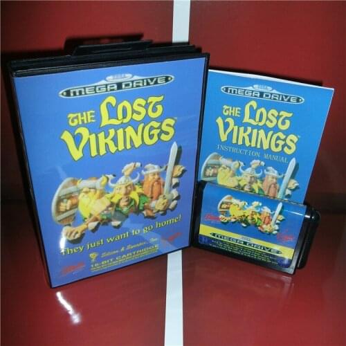 The Lost Vikings EU Cover with box and manual For Sega Megadrive Genesis Video Game Console 16 bit card