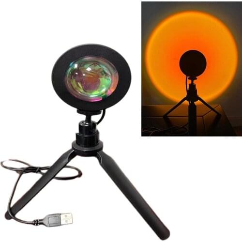 USB Rainbow Sunset Red Projector Led Night Light Sun Projection Desk Lamp Bedroom Bar Coffee Shop Background Wall Decor Lighting