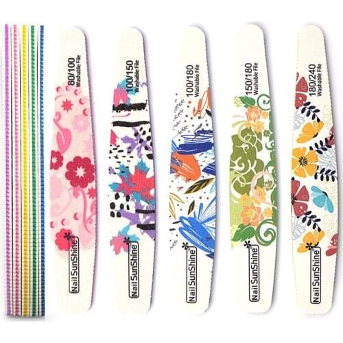 High Quality 5 Pcs/lot White Sanding Nail Files 80/100/150/180/240 Lima Strong Thick Nail Art File Flower Nagelvijl Manicure Set