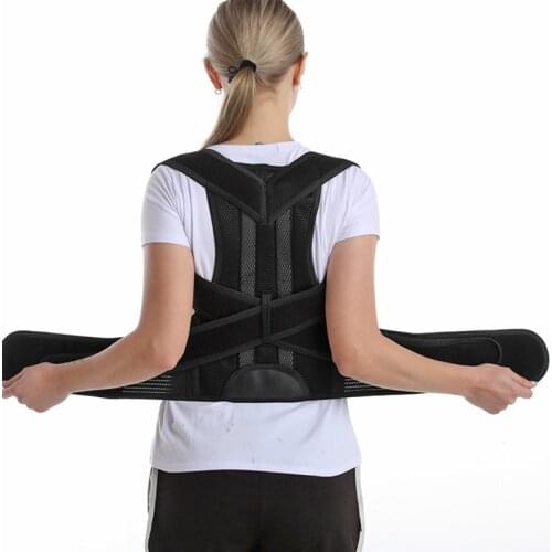 Back Corset Brace Straightener with Alloy Bar Posture Corrector Adjustable Shoulder Back Lumbar Belt Spine Support Men Women