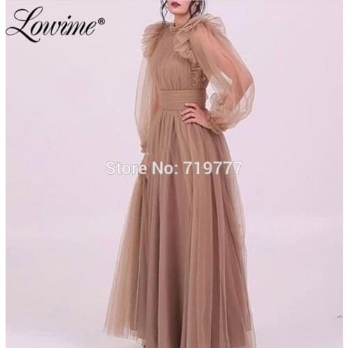 Champagne Evening Dress Prom Dresses Robe De Soiree 2020 Dubai Arabic Party Gowns Kaftans Middle East Women A Line Pageant Dress
