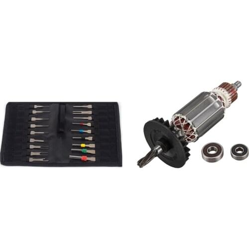 1 Set AC220-240V 5 Teeth Drive Shaft Hammer Armature Rotor & 1 Set Car Electrical Wiring Pin Extractor Connector Kit